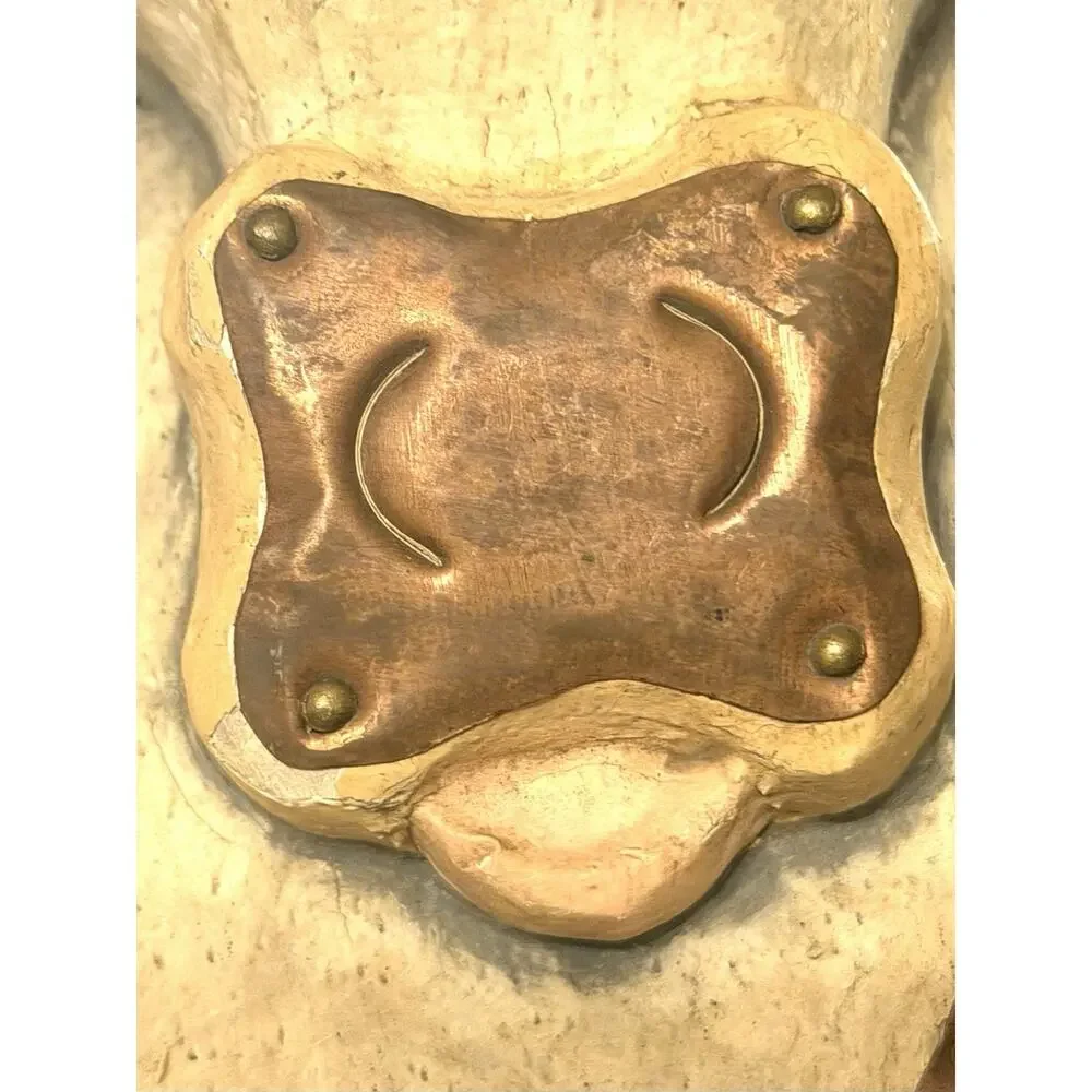 Vintage JAMES HADDON Signed Wood & Copper Cow Primitive Farmhouse Hand Carved